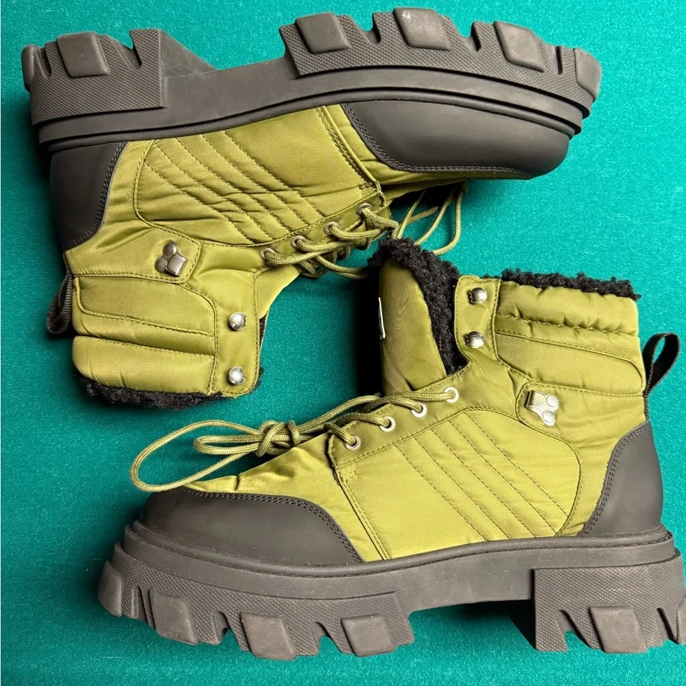 Ganni Faux Shearling Hiking Boot